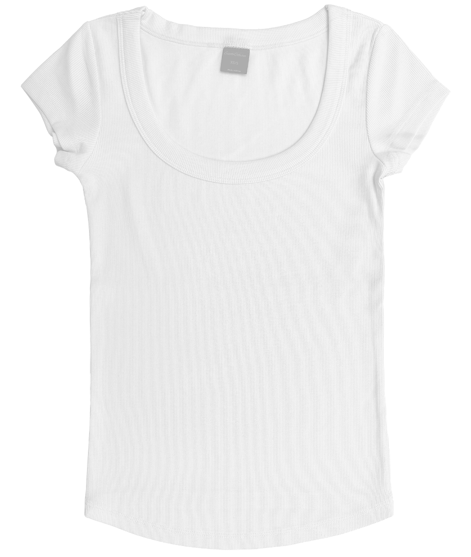 SUZETTE Short Sleeve Wide Rayon Ribbed Scoop Tee
