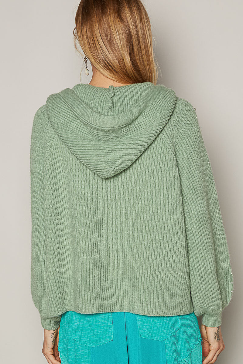 BABY HERB PEARL ZIP SWEATER