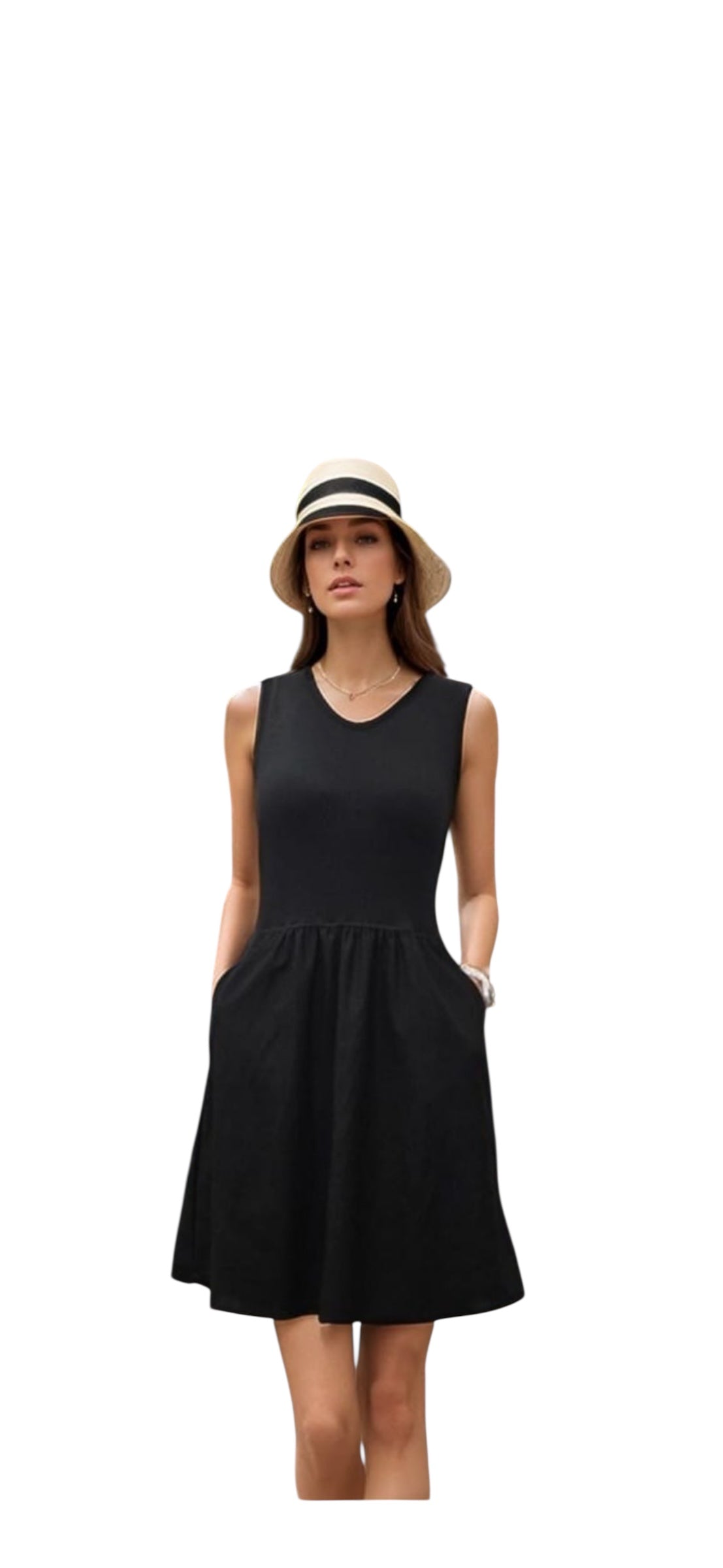 VAVA MIMI V NECK TANK DRESS IN BLACK