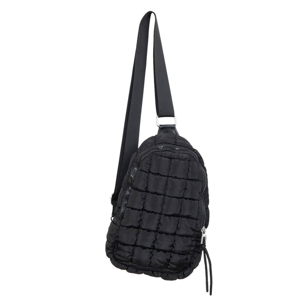 Black Quilted Sling Bag For Women