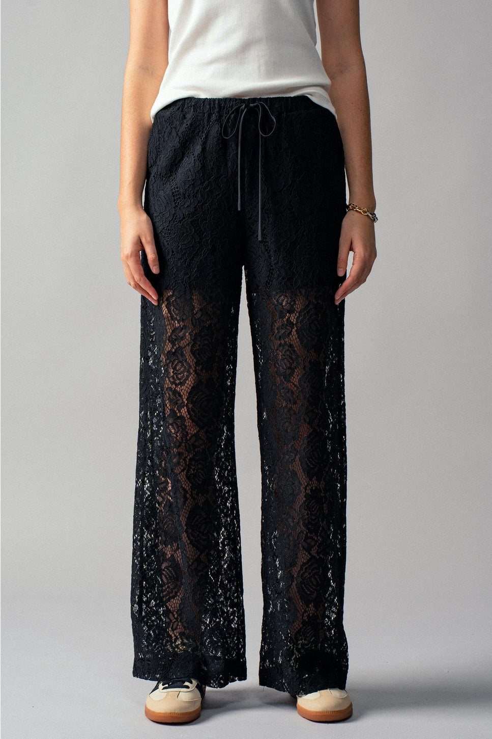Floral Lace Wide-Leg Pants
