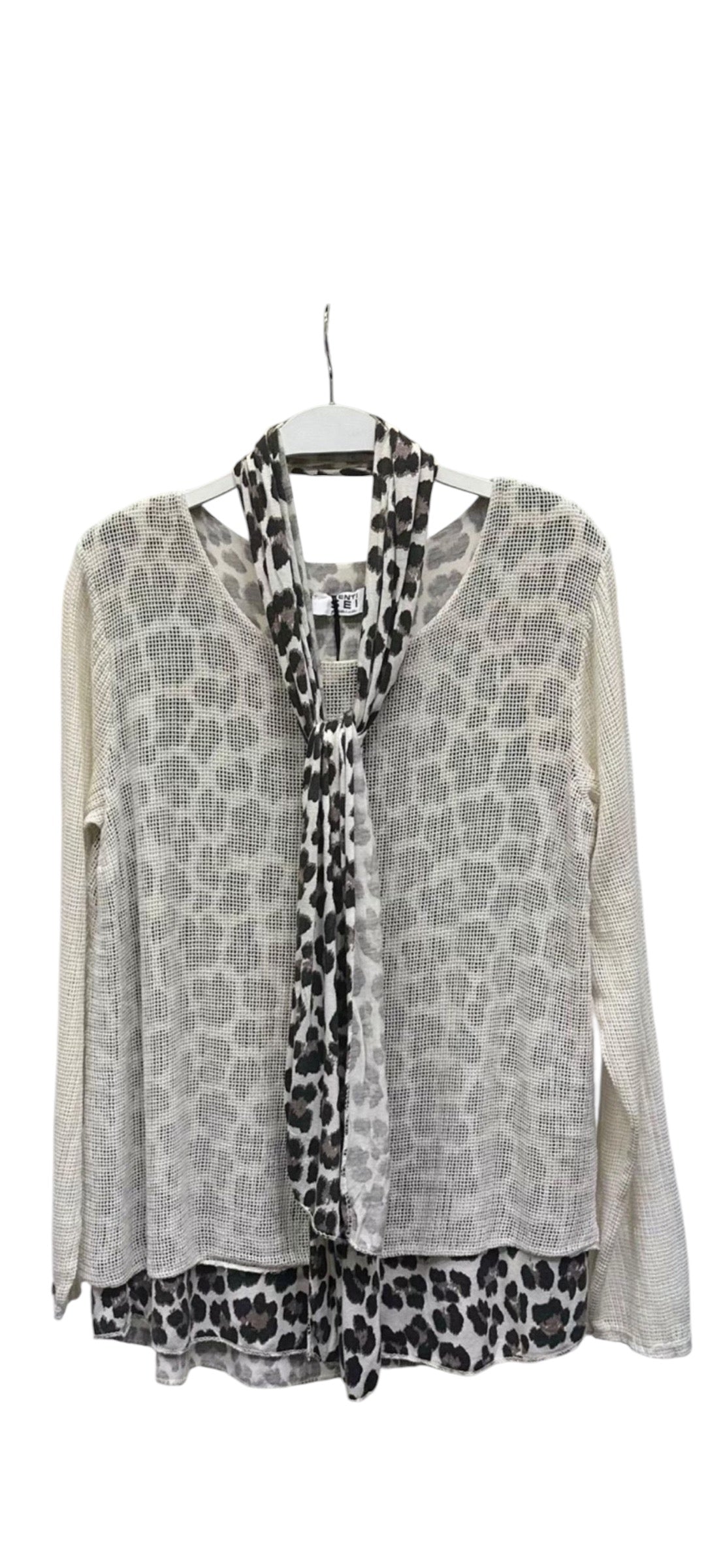 LEOPARD PRINT TANK LAYERED CROCHET TOP