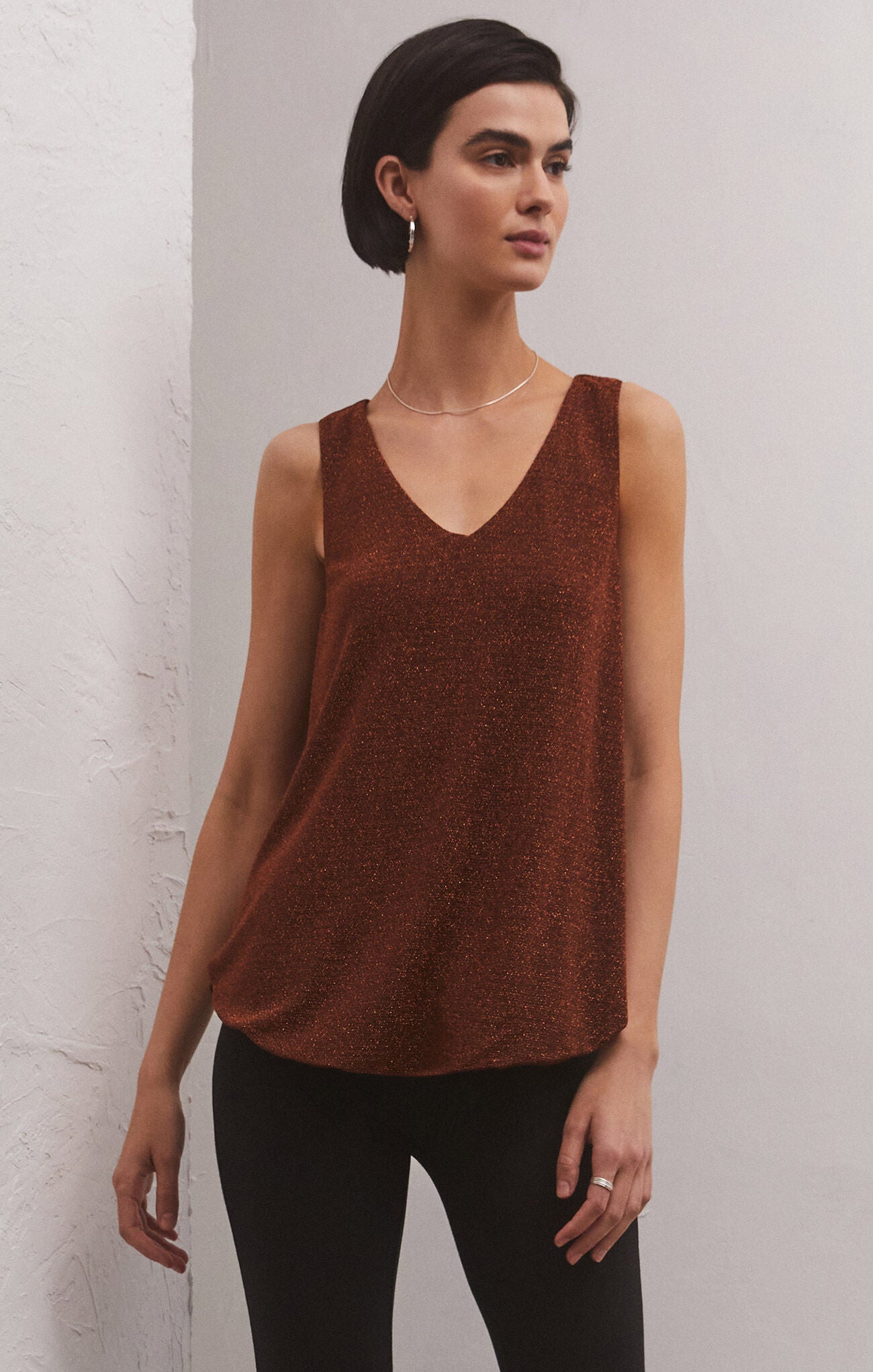 Z SUPPLY Vagabond Sparkle Tank Chocolate