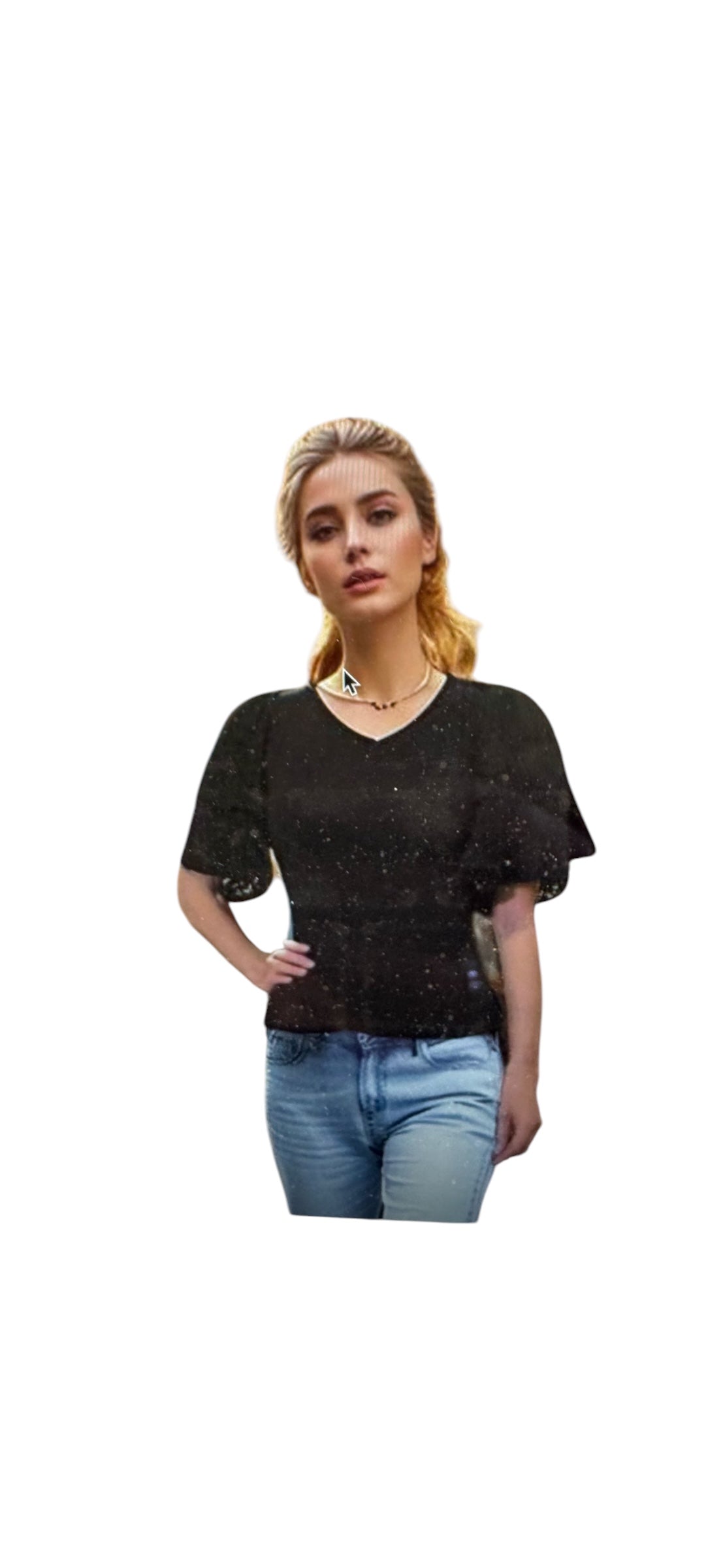 VAVA EVA DOUBLE RUFFLE LACE TOP IN BLACK