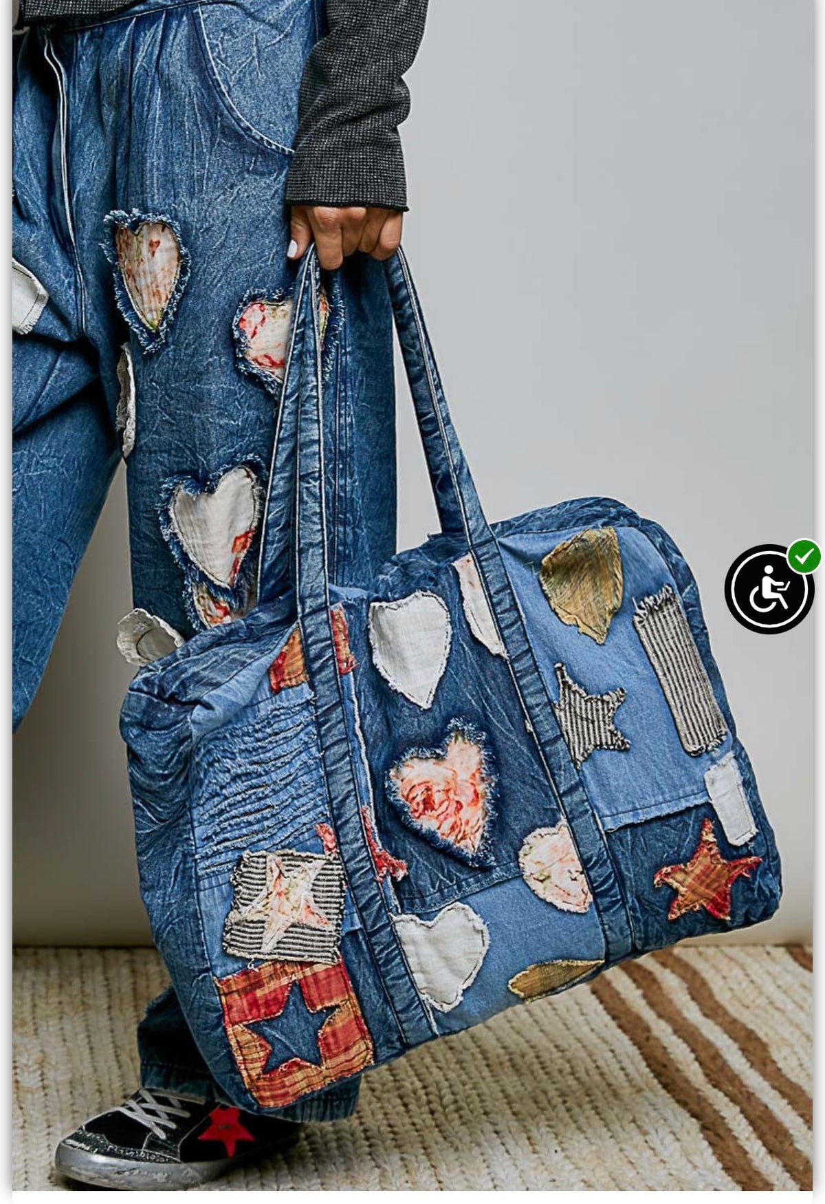 Patchwork denim tote bag
