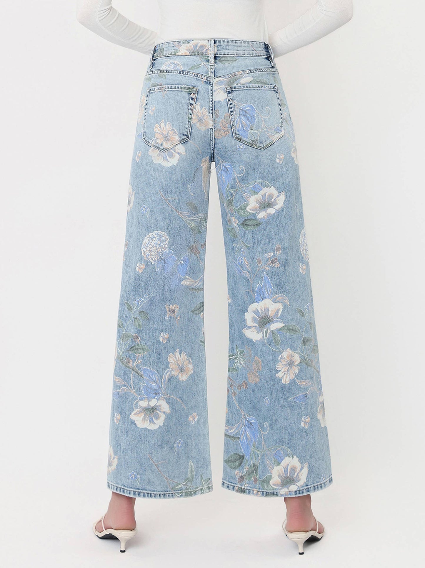 VERVET SUPER HIGH RISE FLORAL EXTREME VINTAGE FLARE JEANS