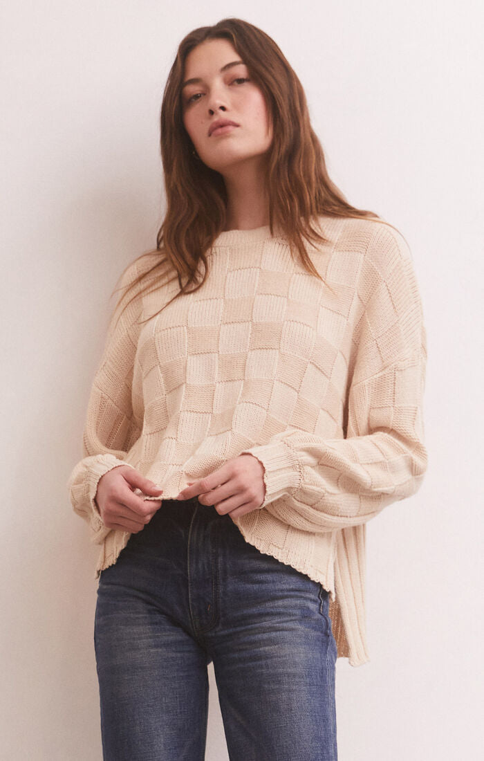 Z SUPPLY Foster Checker Sweater IN WHISPER WHITE