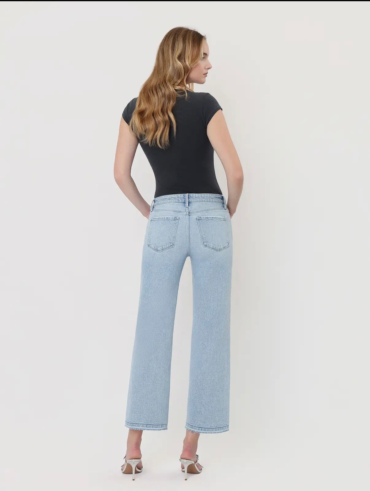 VERVET SWANKY MID RISE CROP SLIM WIDE WITH UNDONE HEM jean
