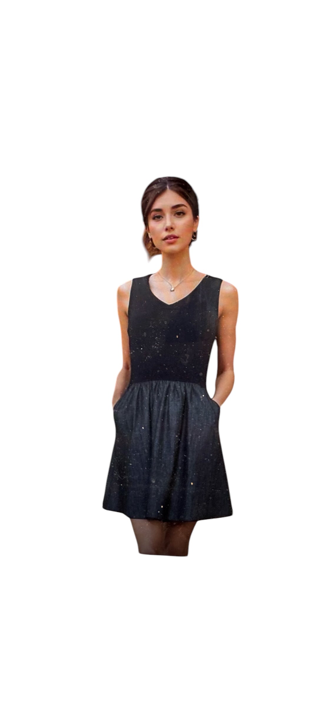 VAVA MIMI VNECK TANK DRESS IN NAVY AND DENIM