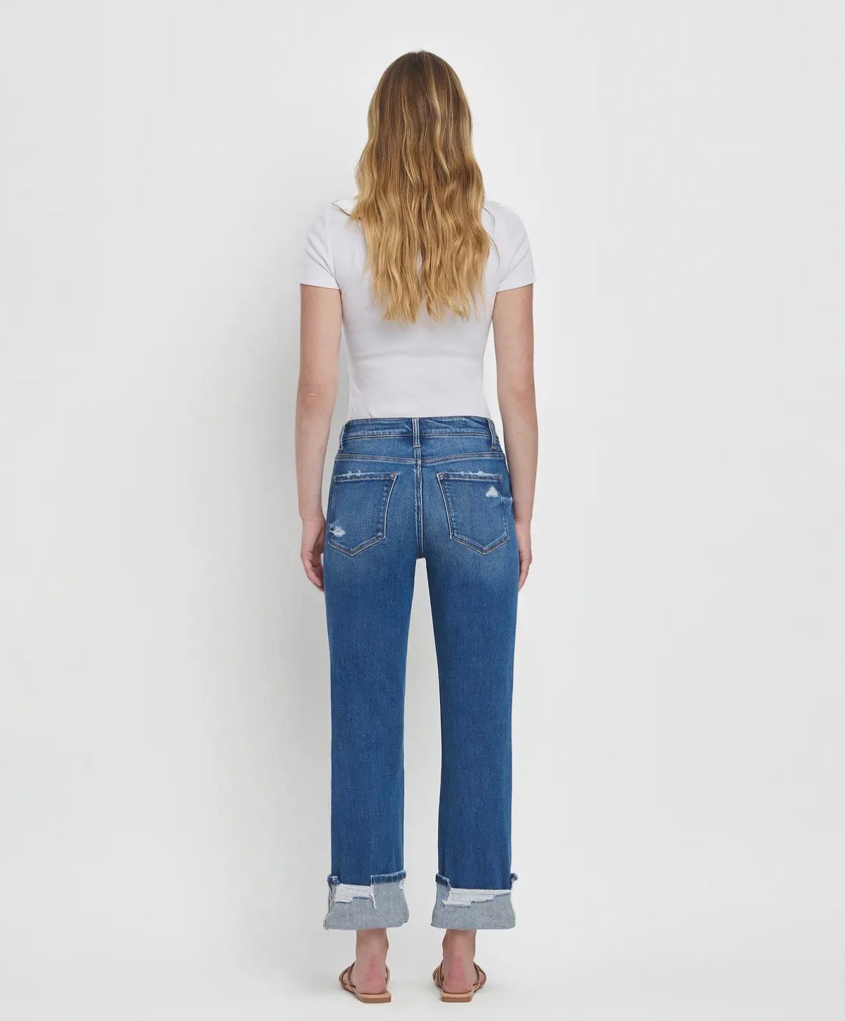VERVET DAPHNE HIGH RISE CUFFED STRAIGHT JEAN