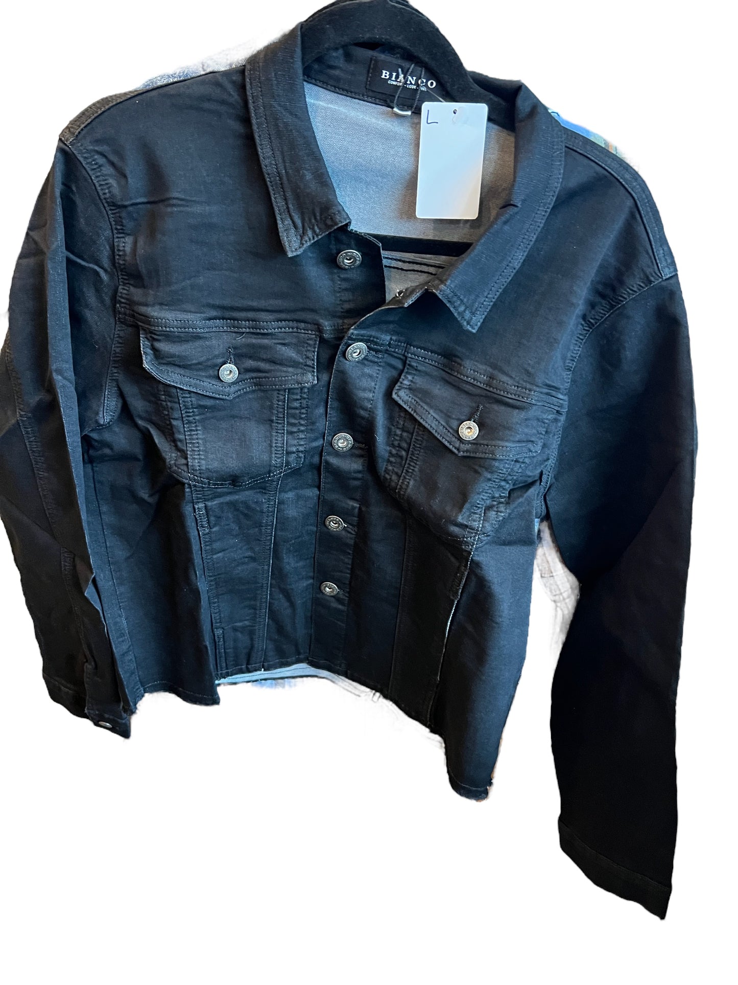 BIANCO BLACK OPEN HEM JEAN JACKET
