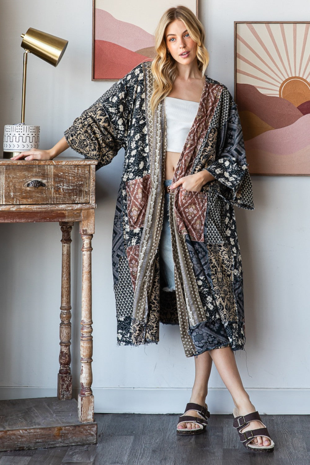 WASHED MIX PRINT DUSTER
