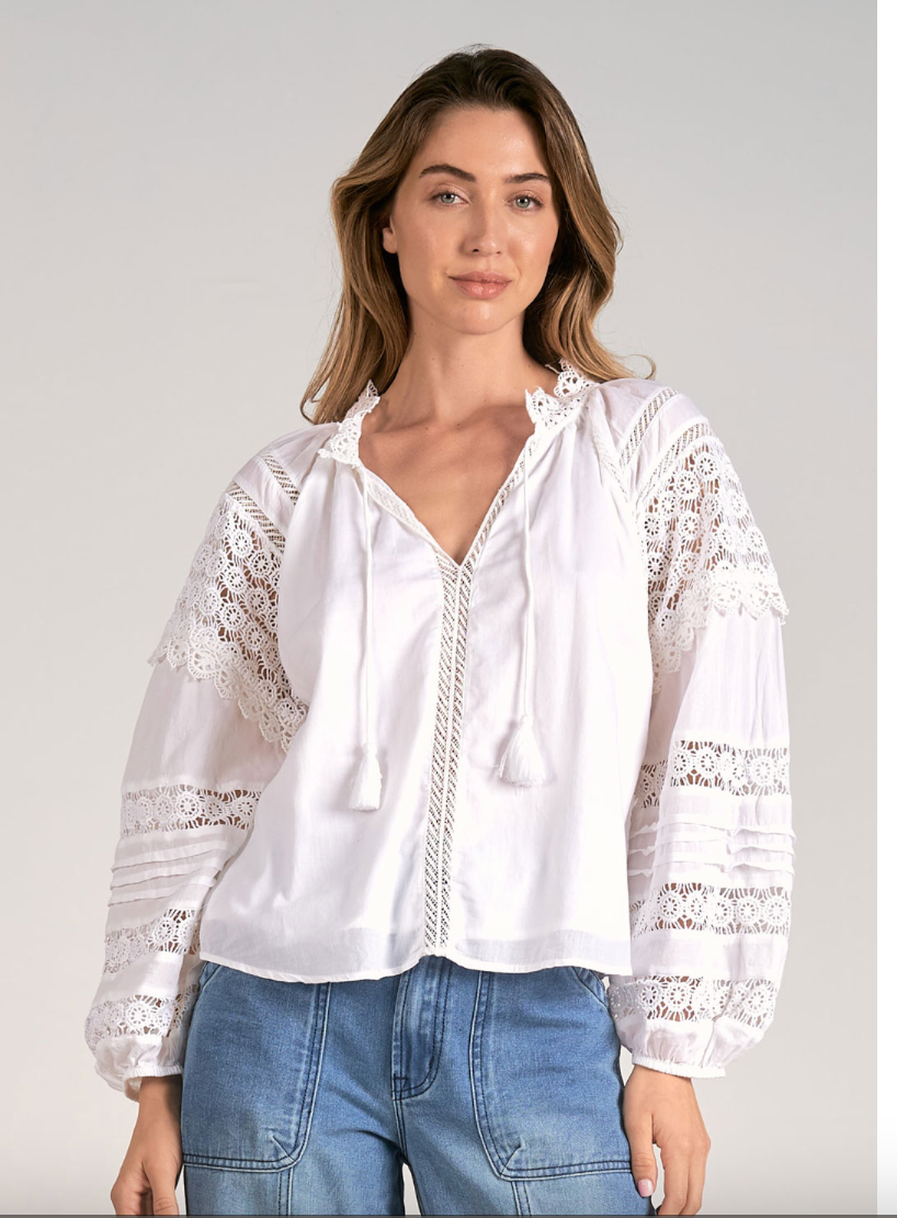 ELAN SP 24 CROCHET TOP IN BLACK
