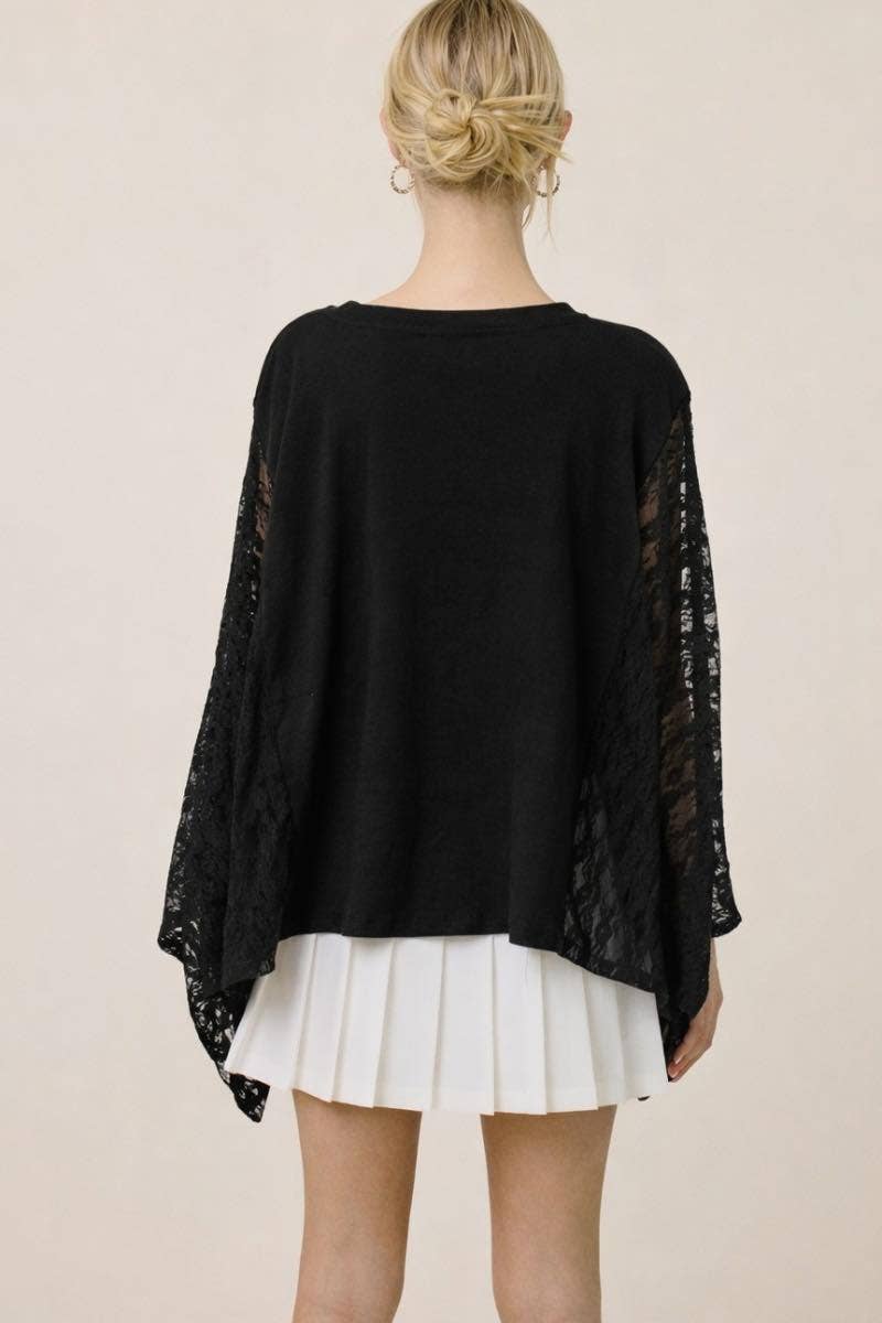 Free Bird America 1776 Graphic Lace Wing Oversized Top