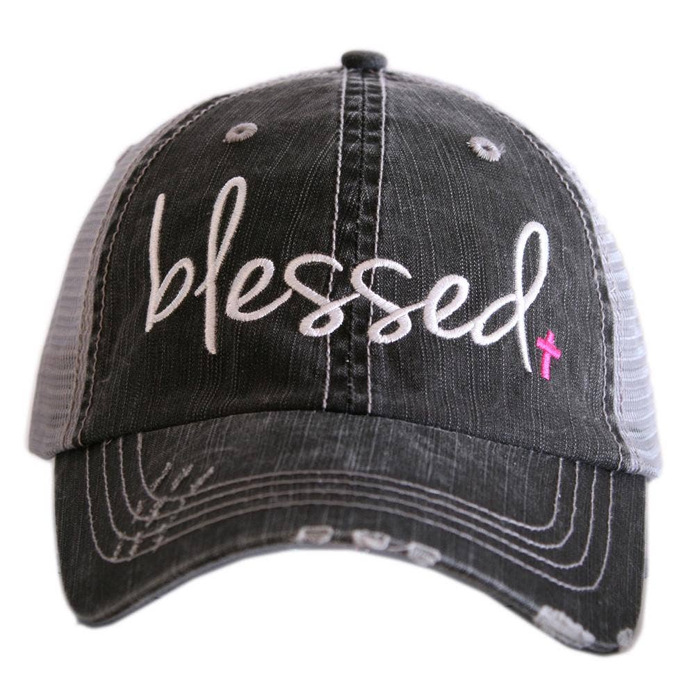 Blessed Distressed Cotton-Polyester Trucker Hats