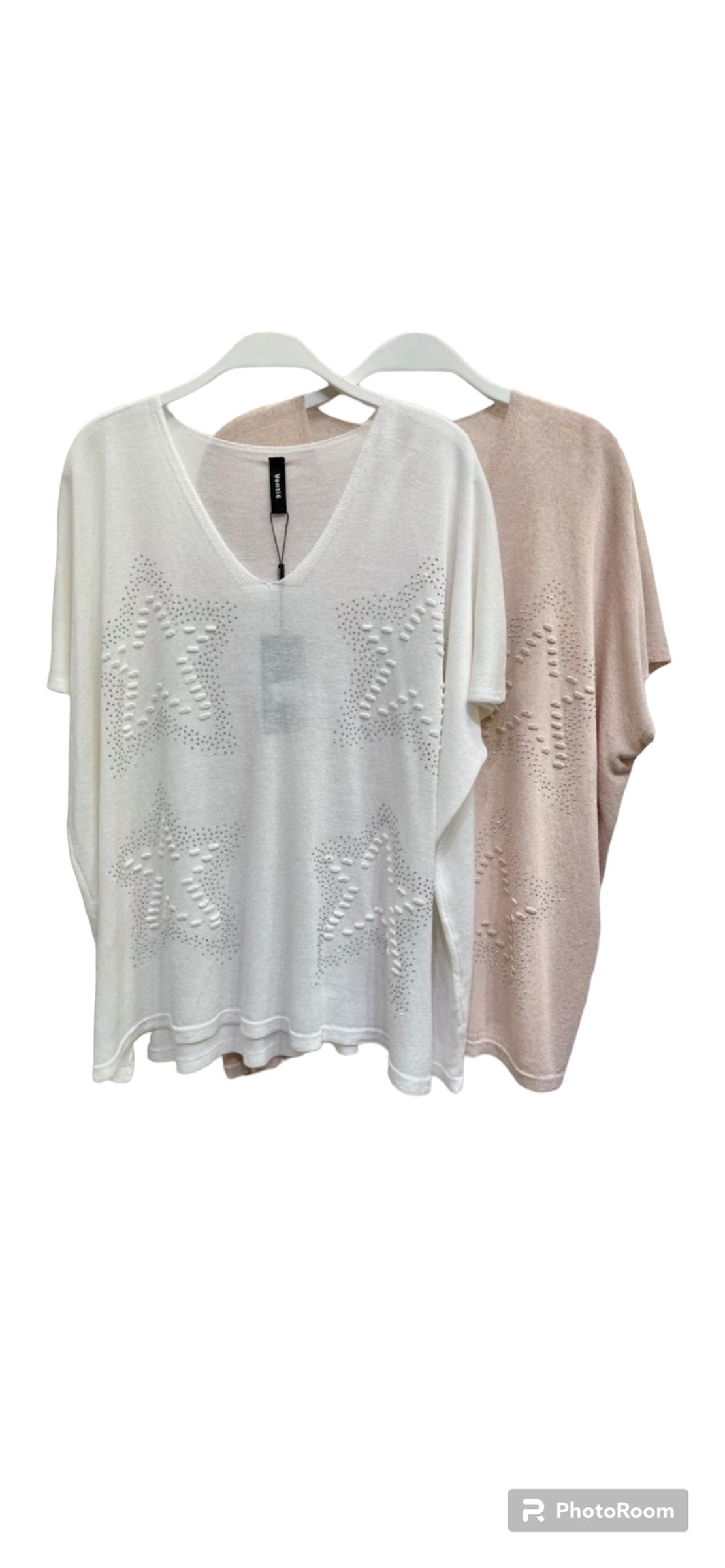SPARKLE STARS DROP SHOULDER TUNIC ONE SIZE IN WHITE