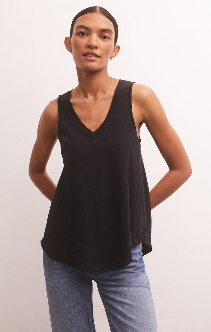 Z SUPPLY Sun Drenched Vagabond Tank IN BLACK AND BIRCH