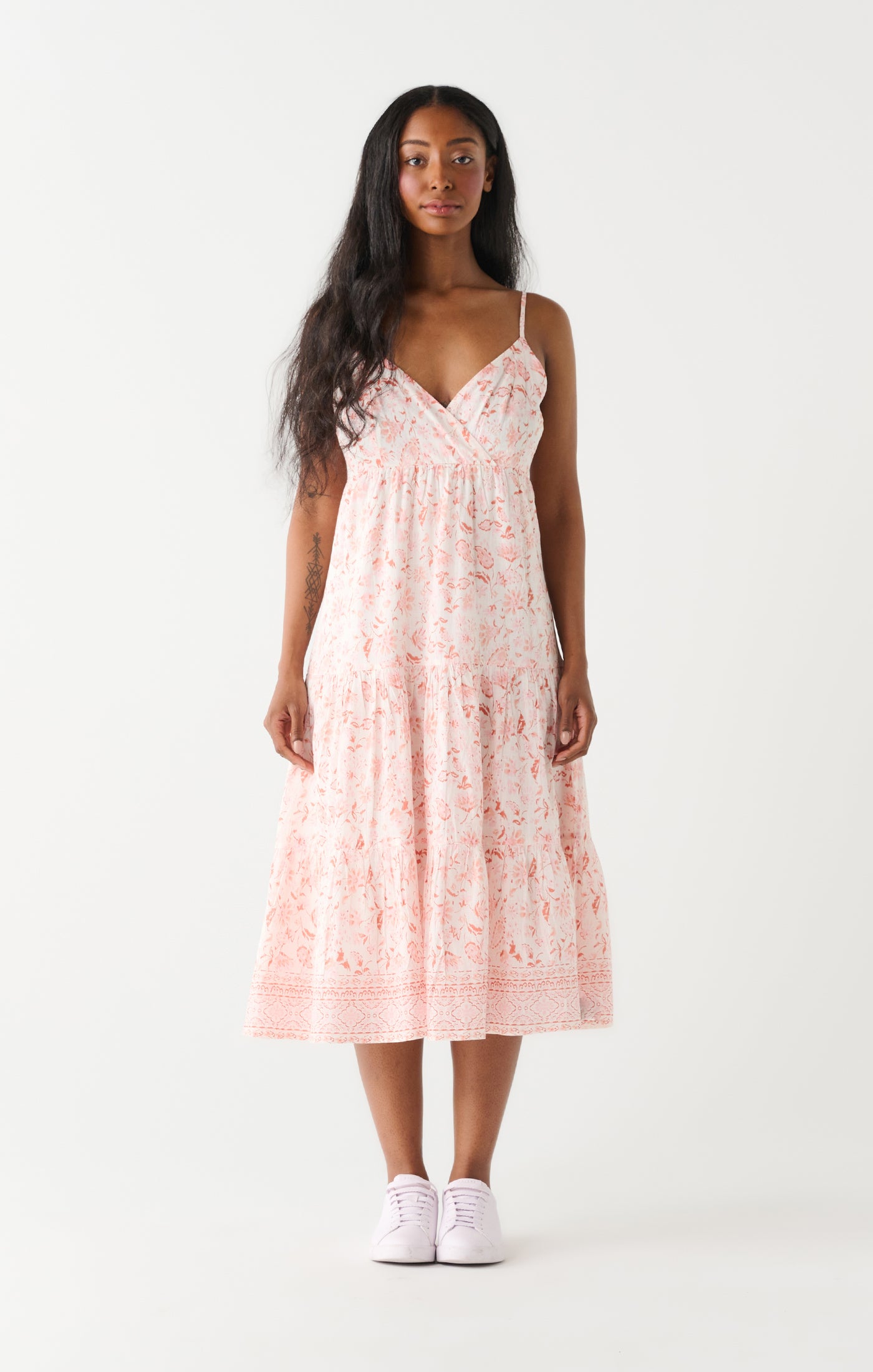 DEX SP24 CROSSOVER MIDI DRESS IN TERRACOTA FLORAL Over The Edge Apparel DEX SP24 CROSSOVER MIDI DRESS IN TERRACOTA FLORAL Over The Edge Apparel