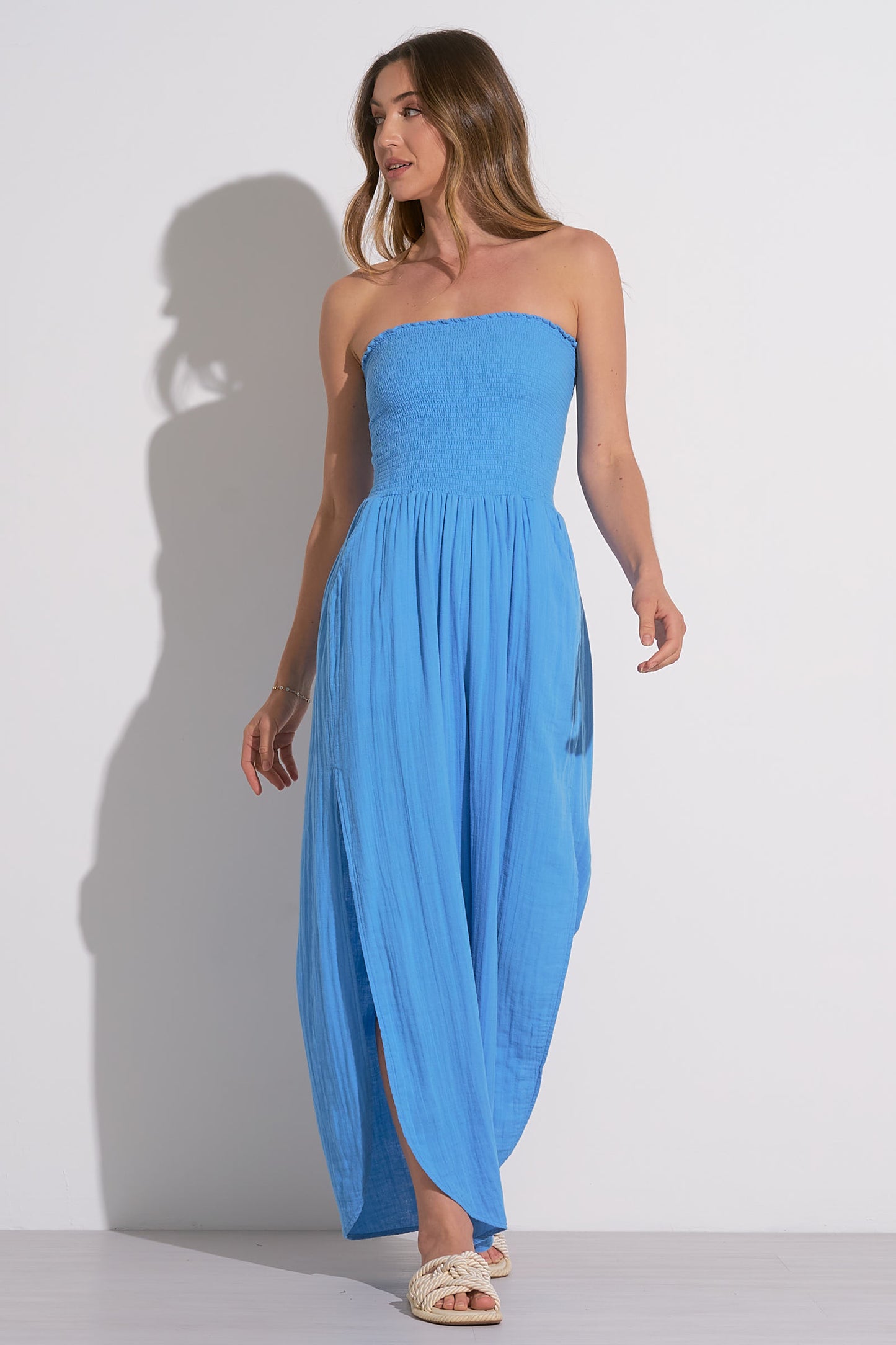ELAN Jumper Strapless Smock in SKY BLUE