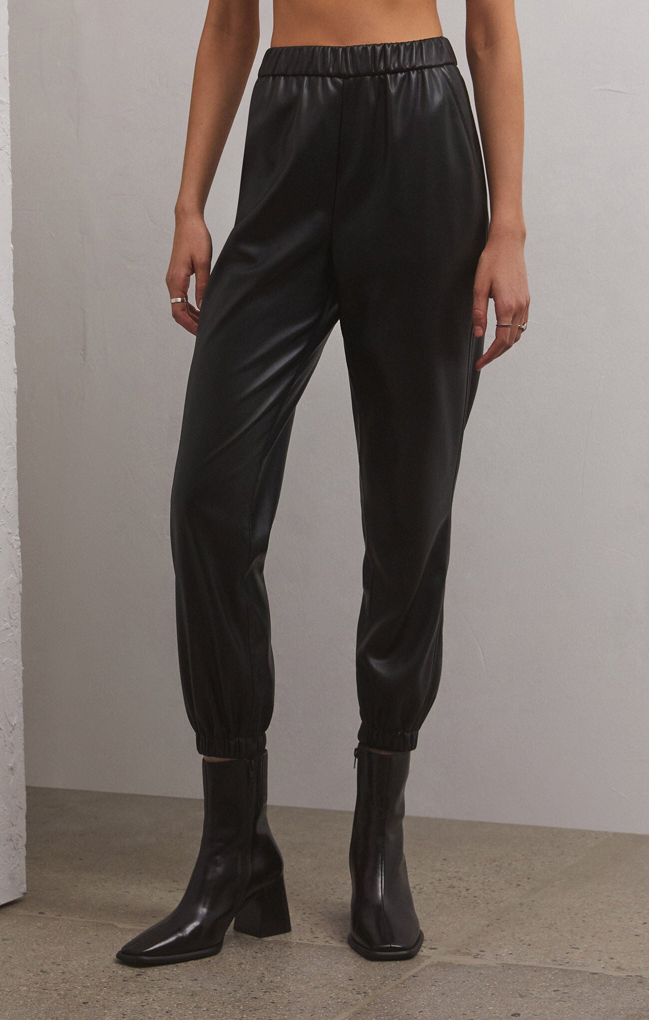Z SUPPLY Lenora Faux Leather Jogger Black
