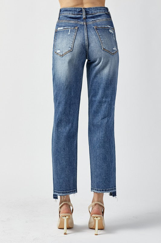 RISEN HIGH-RISE STRAIGHT LEG JEANS RDP5083 DARK
