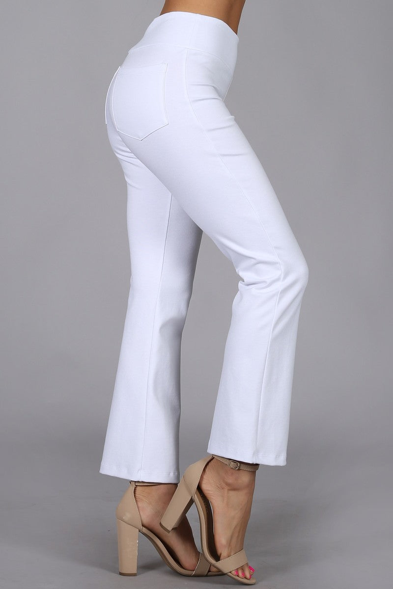 WHITE CAPRI PANTS WITH SLIGHT BELL FLARE