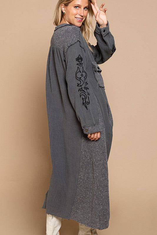 MAXI CARDIGAN WITH EMBROIDERY