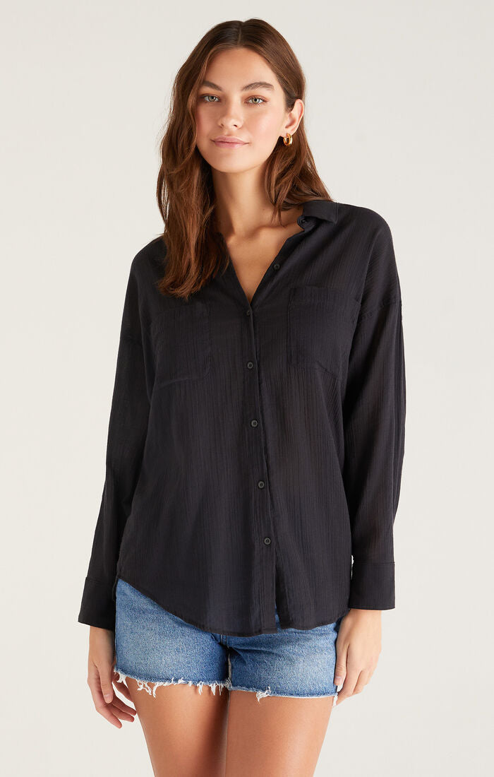 Z SUPPLY Lalo Button Up Top IN BLACK