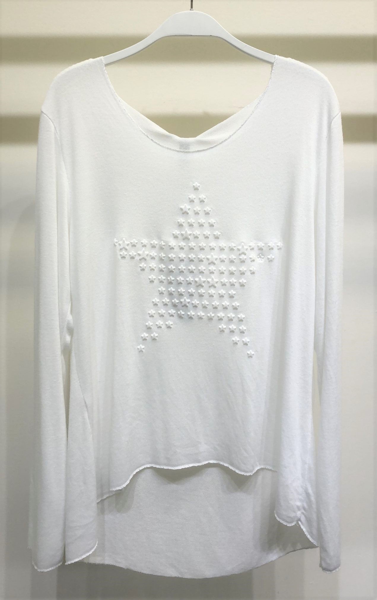 LUREX STAR EMBOSSED LONG SLEEVE MINERAL WASH TOP
