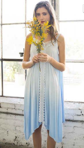 MAXI DRESS WITH LACE BACK IN BLUE OR LAVENDER