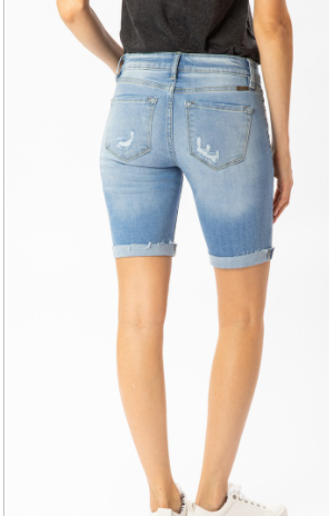 Mid Rise Hem Detail Bermuda Shorts - KC8578L light