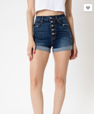 High Rise Button Fly Denim Shorts - KC9113D