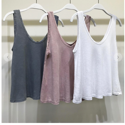 RIB SLUB ACTIVE TANK TOP IN GREY AND WHITE AND PINK