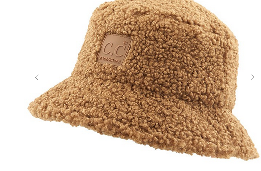 C.C Sherpa Bucket Hat with Rubber Patch 100% Faux Sherpa