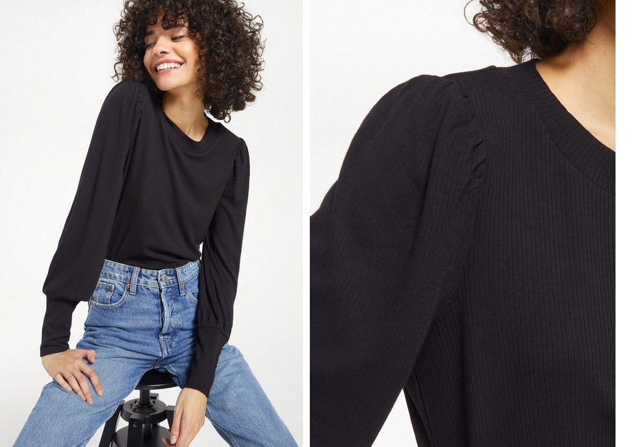 Z SUPPLY Clemente Puff Sleeve Top IN BLACK