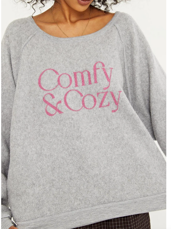 PROJECT SOCIAL T Comfy/Work Hard Reversible Sweatshirt - Heather Grey