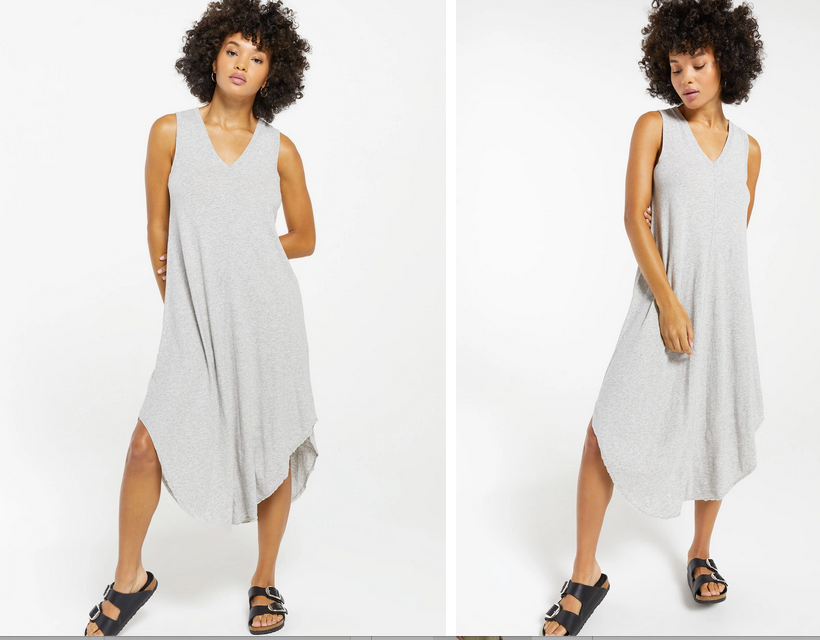 Z SUPPLY Reverie Midi Dress IN GREY AND WILD ROSE