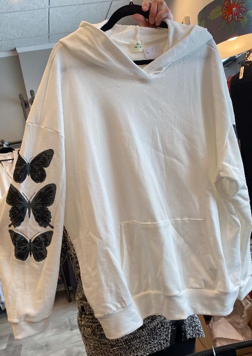 BUTTERFLY FRENCH TERRY HOODED TOP