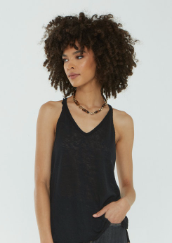 PROJECT SOCIAL T DARCY RACER IN LINEN AND BLACK