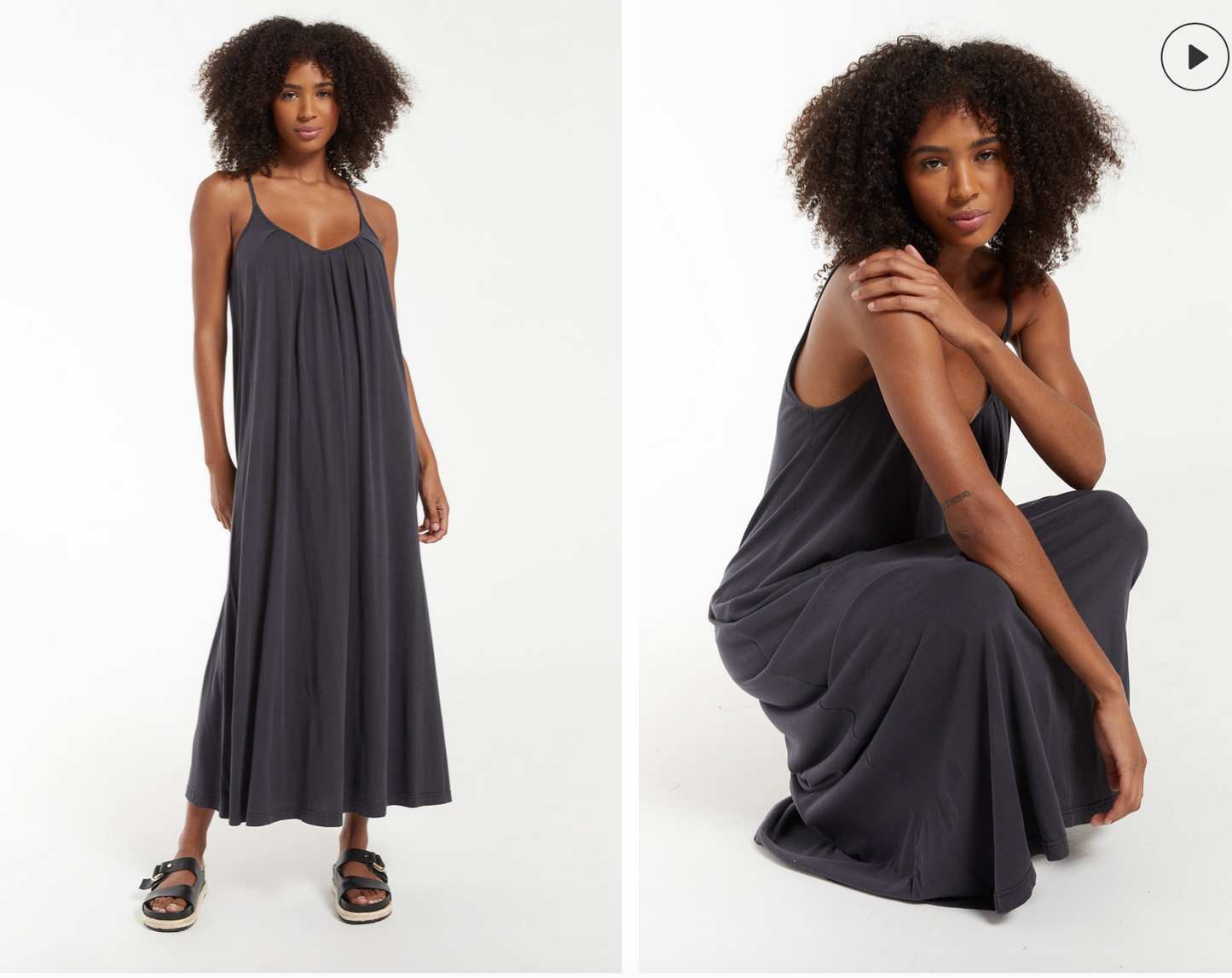 Z SUPPLY LALA ORGANIC MAXI DRESS IN BRONZE AND WASHED BLACK