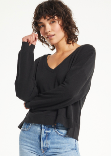 Z SUPPLY SKIMMER FRENCH TERRY WEEKENDER IN BLACK AND OLIVE