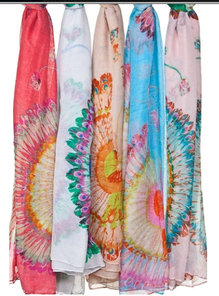 PEACOCK SCARF ASSORTED COLORS