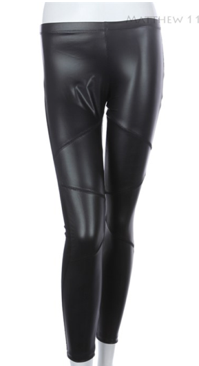 STITCHED FAUX LEATHER LEGGINGS
