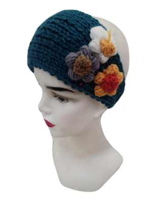 Flower knit head band in assorted colors
