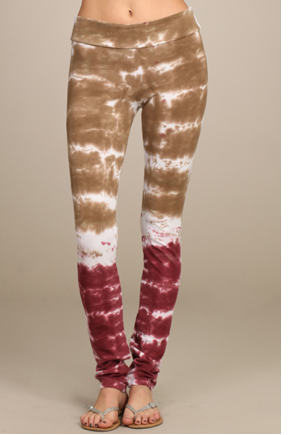 TYE DYE LEGGINGS IN MUSTARD AND BURGUNDY C30098-MB