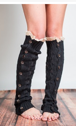 BOOT SOCKS IN BLACK, COCOA OR IVORY, LEG WARMER