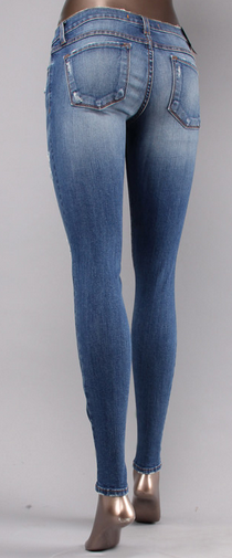 FLYING MONKEY DISTRESS SKINNY IN CRYSTAL RIVER BLUE JEAN