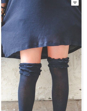 BLACK RUFFLED KNEE HIGH SOCK