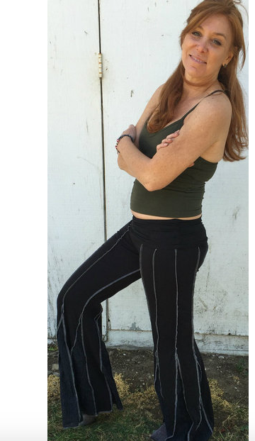 Cotton Lycra & Lace Panelled Flare Pants