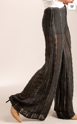 Wide-leg see through lace pant with short lining underneath